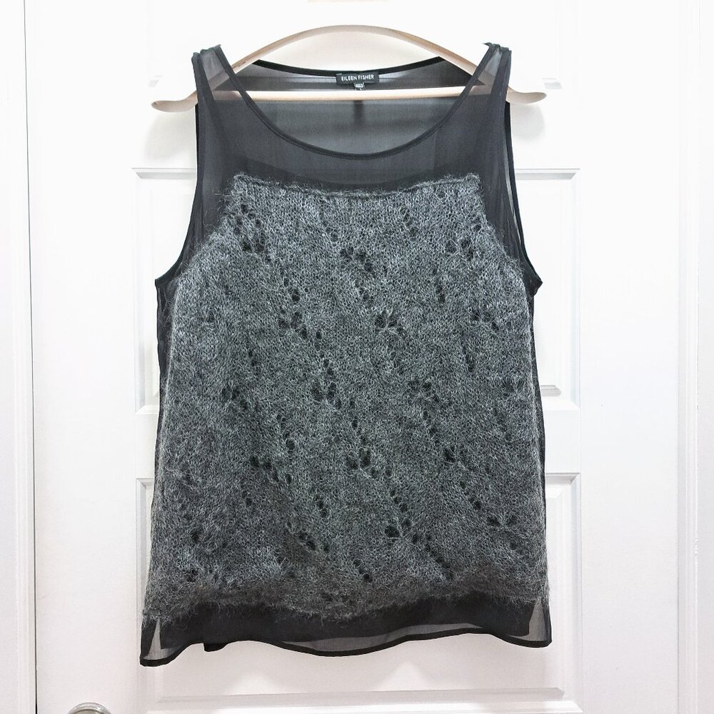Eileen Fisher Silk Mohair Lined Top Size Large